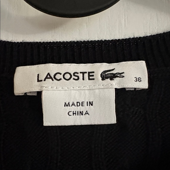 Lacoste Classic 100% Cotton Knit Black Sweater - Picture 2 of 9